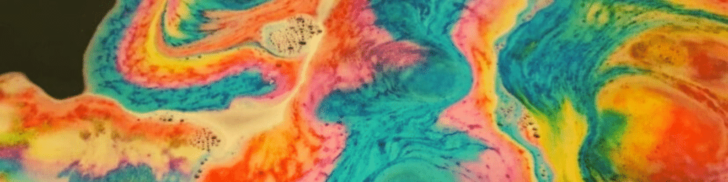 Colourful bath bomb art made from the products within out bath bomb assessments