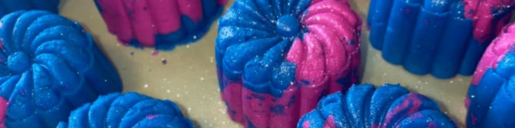 Blue and pink floral bath bombs