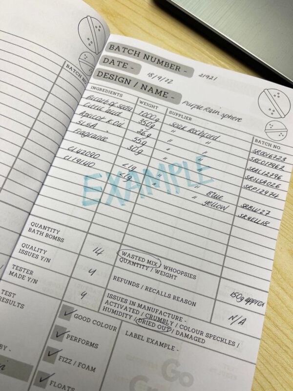 Paperback Bath Bomb Batch Log Book - Image 2